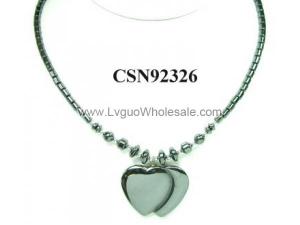 Hematite Heart Pendant Beads Stone Chain Choker Fashion Women Necklace